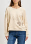Felpa con applicazione fiore e strass - BEIGE