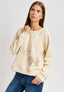 Felpa con applicazione fiore e strass - BEIGE