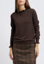 Mock neck top with ruffles - BROWN