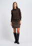 Mock neck top with ruffles - BROWN