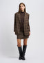 Mock neck top with ruffles - BROWN