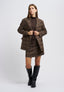 Mock neck top with ruffles - BROWN