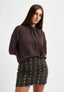 Maglia scatola con collo sciarpa - MARRONE