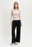 Maglia collo asimmetrico a costine - BEIGE