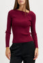 Maglia collo asimmetrico a costine - BORDEAUX