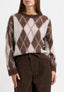 Maglia over a rombi garzata - MARRONE