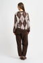 Maglia over a rombi garzata - MARRONE