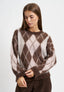 Maglia over a rombi garzata - MARRONE