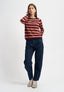 Maglia a righe con bordi a contrasto - BLU