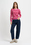 Maglia a righe con bordi a contrasto - FUXIA