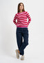 Maglia a righe con bordi a contrasto - FUXIA