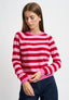 Maglia a righe con bordi a contrasto - FUXIA