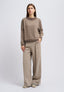 Maglia a righe in misto cachemire - MARRONE