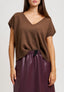 Maglia smanicata in misto cachemire - MARRONE