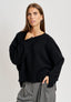 Maglia con spacchi in misto cachemire - NERO