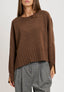 Maglia con spacchi in misto cachemire - MARRONE