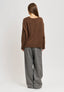 Maglia con spacchi in misto cachemire - MARRONE