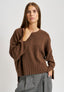 Maglia con spacchi in misto cachemire - MARRONE