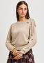 Maglia in mohair con paillettes e fiocco - BEIGE