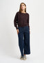 Maglia a costa inglese in misto alpaca - MARRONE