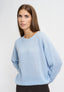 Maglia girocollo in misto alpaca - CELESTE