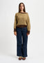 Maglia con rotture in misto alpaca - MARRONE