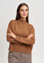Maglia lupetto con profili a coste - TABACCO
