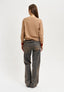 Maglia girocollo con bordi a contrasto - BEIGE