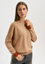 Maglia girocollo con bordi a contrasto - BEIGE