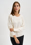 Maglia con bordi a costine e paillettes - AVORIO