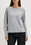 Maglia con bordi a costine e paillettes - GRIGIO CHIARO