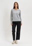 Maglia con bordi a costine e paillettes - GRIGIO CHIARO
