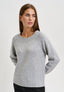 Maglia con bordi a costine e paillettes - GRIGIO CHIARO