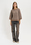 Maglia righe a coste - NOCCIOLA