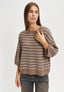 Maglia righe a coste - NOCCIOLA
