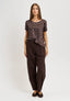 Blusa in raso a pois - MARRONE