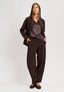 Blusa in raso a pois - MARRONE