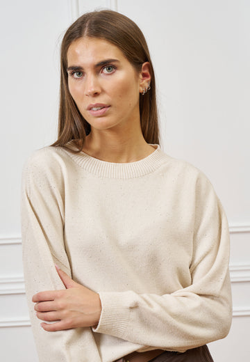 Maglia scollo barca con paillettes