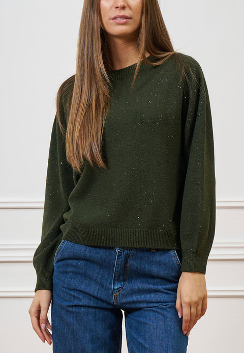 Maglia scollo barca con paillettes