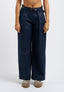 Pantalone con passanti larghi e cintura - BLU