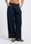 Pantalone con passanti larghi e cintura - BLU