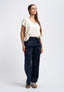 Pantalone con passanti larghi e cintura - BLU