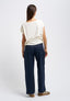 Pantalone con passanti larghi e cintura - BLU