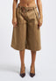 Pleated gabardine Bermuda shorts with belt - CAMEL