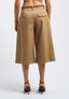 Pleated gabardine Bermuda shorts with belt - CAMEL
