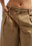 Pleated gabardine Bermuda shorts with belt - CAMEL