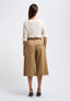 Pleated gabardine Bermuda shorts with belt - CAMEL