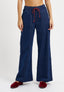 Pantaloni a quadri con coulisse a contrasto - BLU