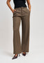Pantalone palazzo a vita alta con pinces - FANGO