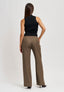 Pantalone palazzo a vita alta con pinces - FANGO